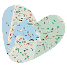 carte du bassin en forme de coeur montrant les activités